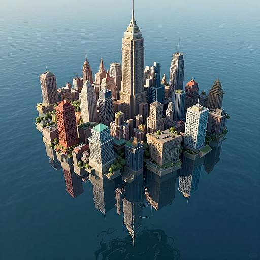 Surreal Floating Inverted Ziggurat City