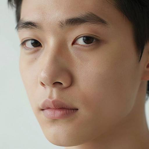 Close-up photograph of an Asian man with fair skin, black hair, and brown eyes, showing a neutral expression against a white background.