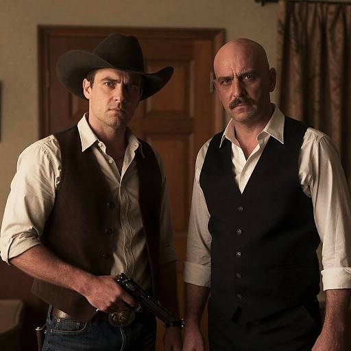 Serious Standoff in Dimly Lit Room