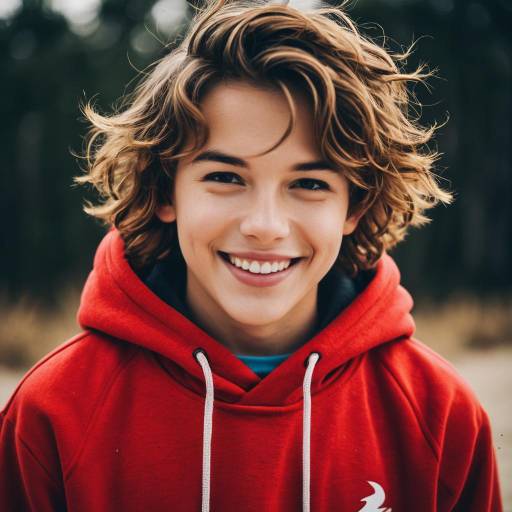 Smiling Teen Boy in Red Hoodie