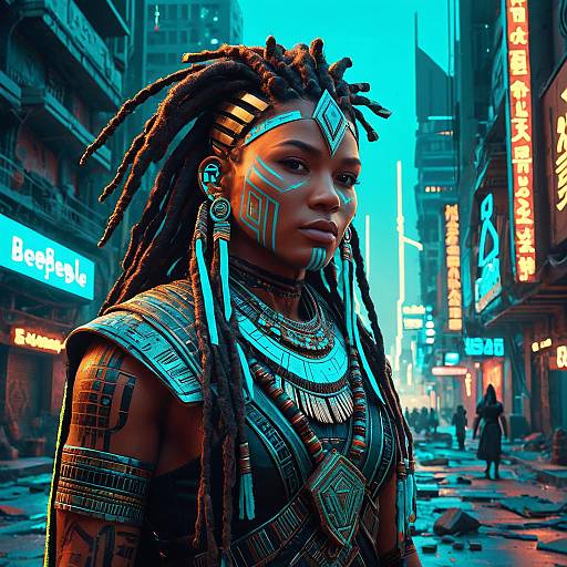 Cybernetic Desert Nomad Chieftain Portrait