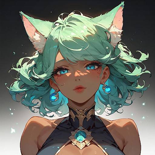 Portrait of Woman with Cat Ears