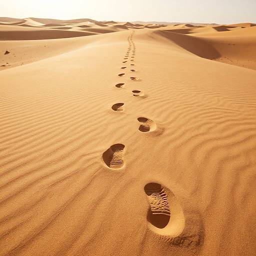 Endless Deep Footprints in Golden Desert
