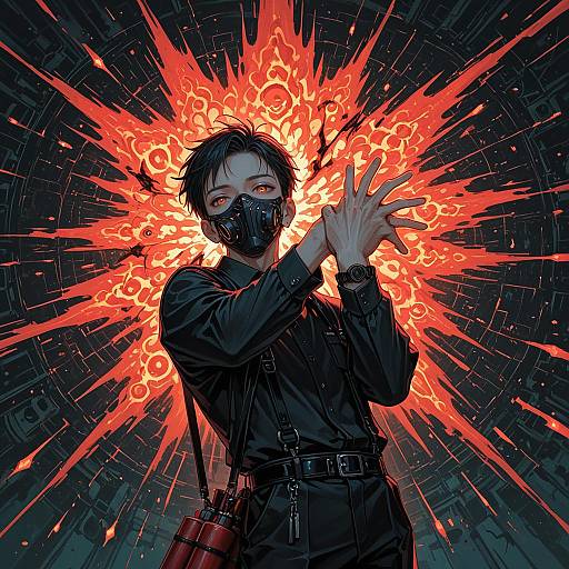 Dynamic Abstract Background with Boy and Dynamite