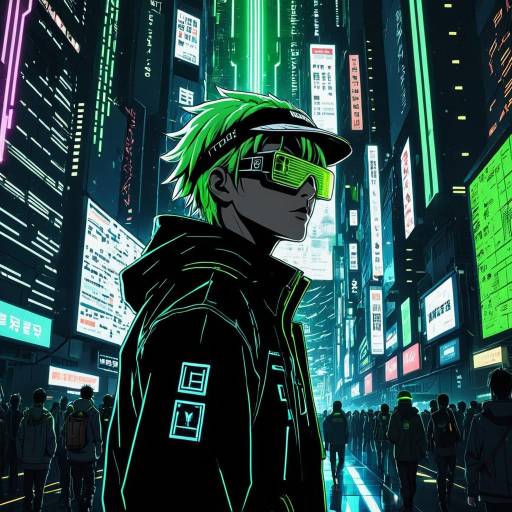 Neon Hacker in Cyberpunk City