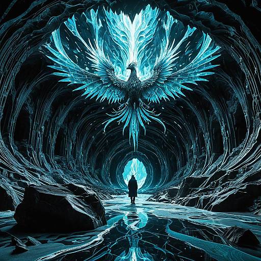 Crystalline Phoenix in Enchanted Glacier Cave