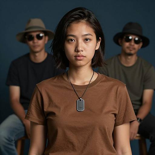 Young Woman in Front of Blurred Shadows