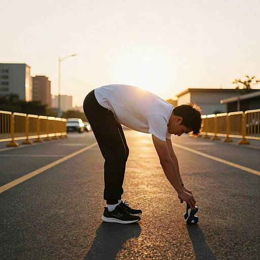 Runner Stretching at Sunset Glow