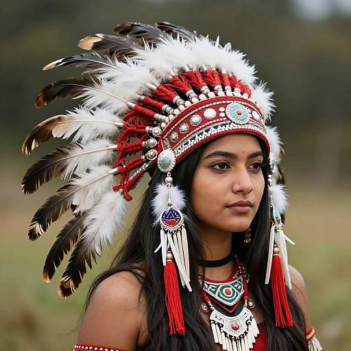 Indian Girl in Native American Headdress