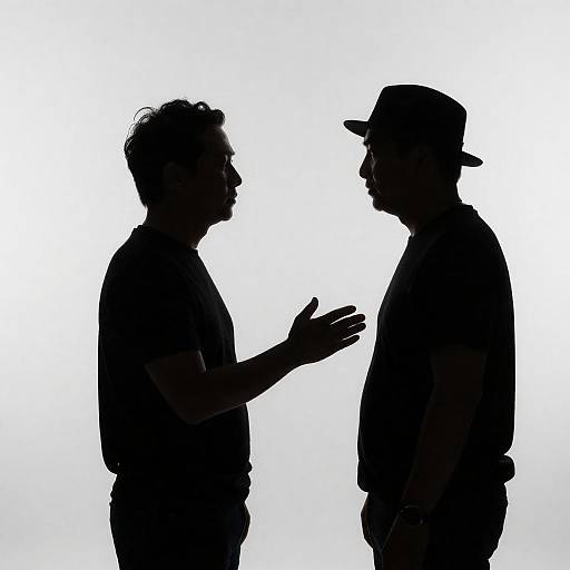 Silhouetted Men in Contrast