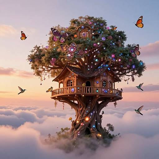 Surreal Treehouse in the Clouds