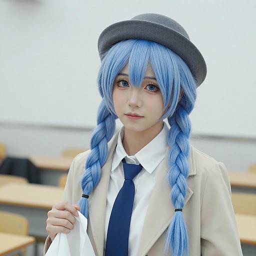 Portrait of Young Person with Twin Braids