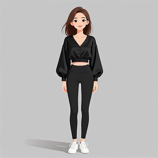 Smiling Woman in Casual Chic Outfit