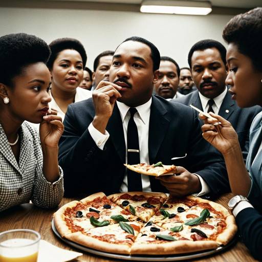 Martin Luther King Jr. Enjoying Pizza Together