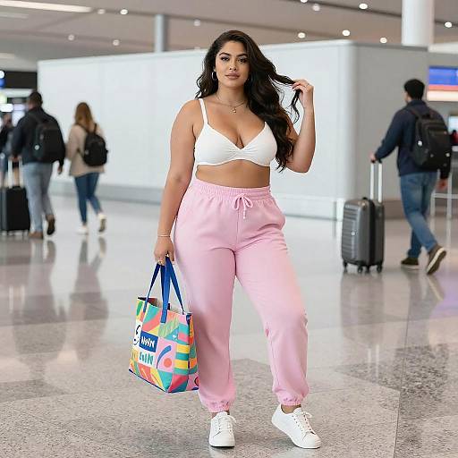 Confident Woman at Airport Terminal