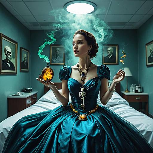 Ethereal Woman with Jade Vapor Locket