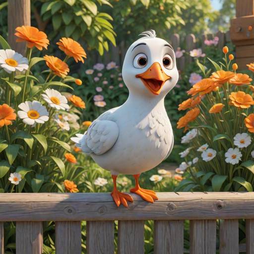 Charming 3D Animated Seagull in Garden