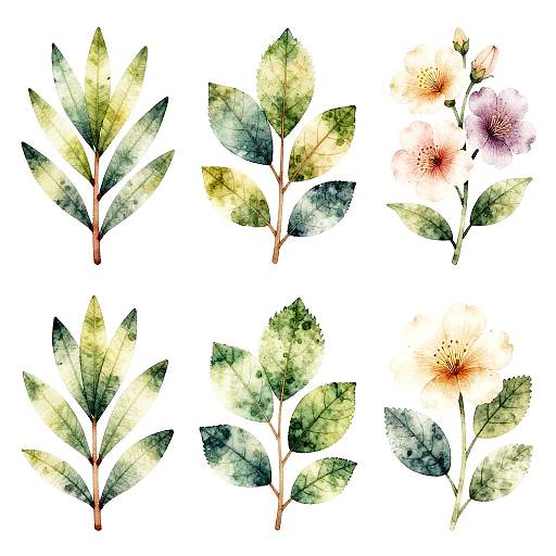 Watercolor Botanical AI Illustrations