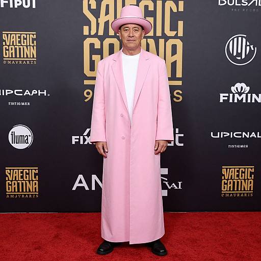 Man in Pink Robe on Red Carpet