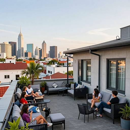 Rooftop Hostel Terrace with City View