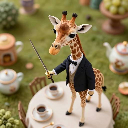 Surreal Giraffe Tea Party Fantasy