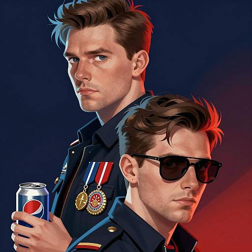Intense Gaze: Two Men in Digital Art