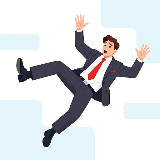 Surprised Man Falling in Suit