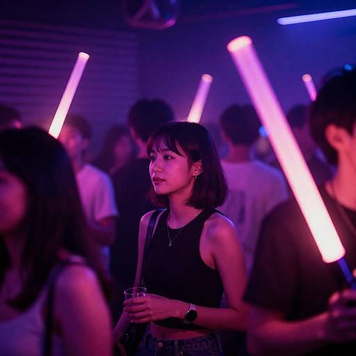 Vibrant Nightclub Scene with Neon Lights