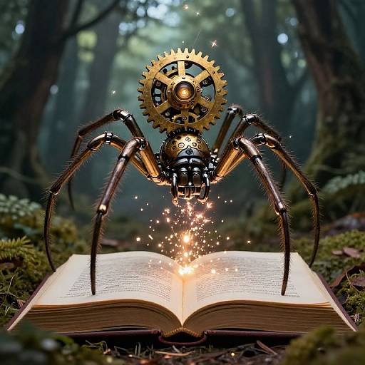 Clockwork Spider Weaving Mystical Stories