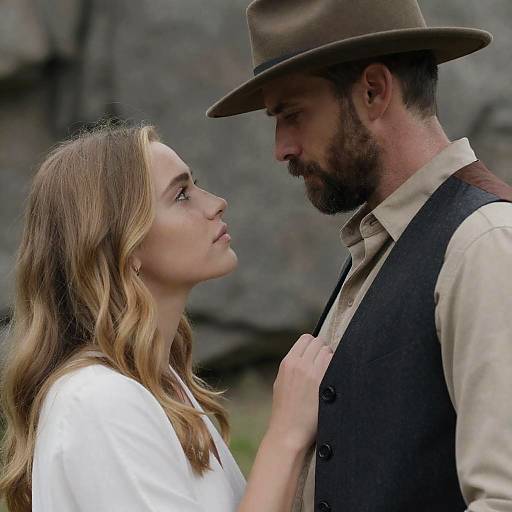 Intimate Close-Up of Couple in Rocky Terrain