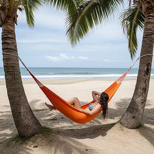 Woman Relaxing in Tropical Hammock