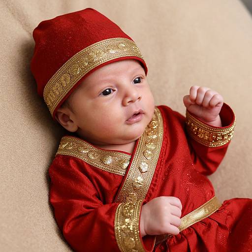 Newborn Baby in Traditional Indian Outfit