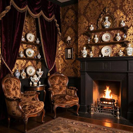 Victorian Parlor with Antique Elegance