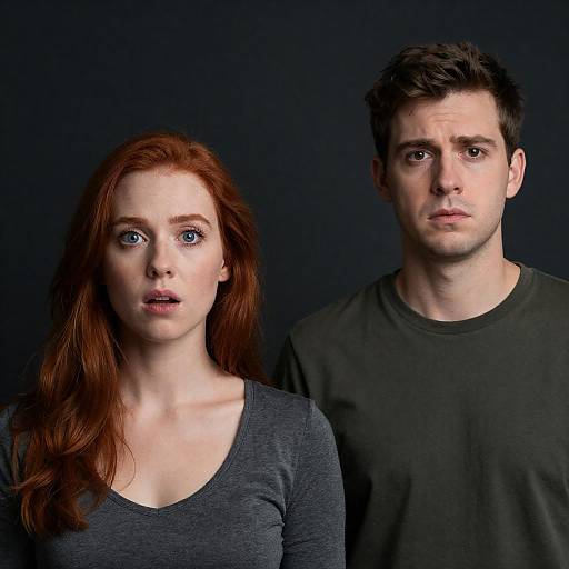 Surprised Woman and Concerned Man Portrait