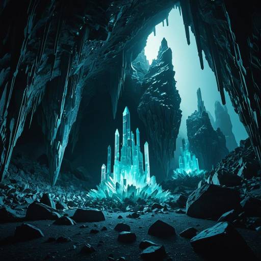 Bioluminescent Crystal Cavern with Floating Shards