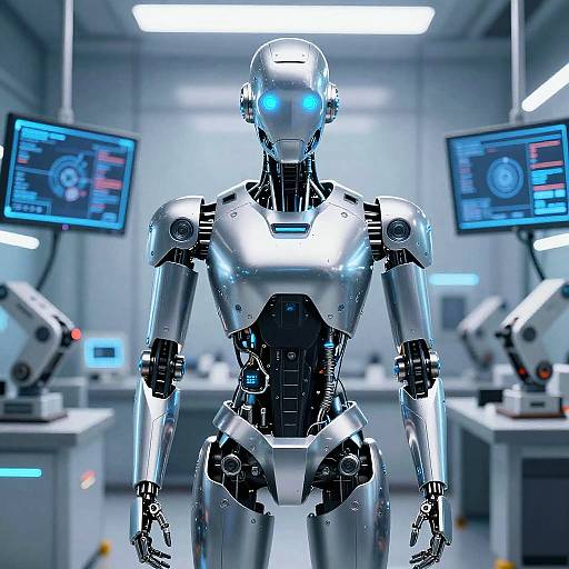 Futuristic Humanoid Robot in Lab