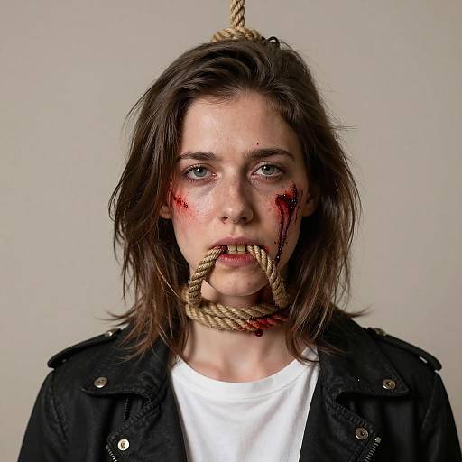 Dramatic Portrait of a Bound Woman