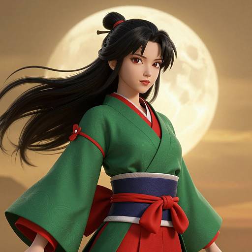 Anime-Inspired Woman Samurai Illustration