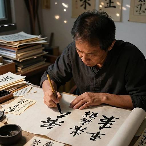 Hyperrealistic Calligrapher's Focused Portrait