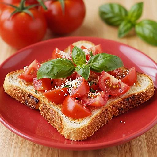 Vibrant Tomato Basil Toast Close-Up