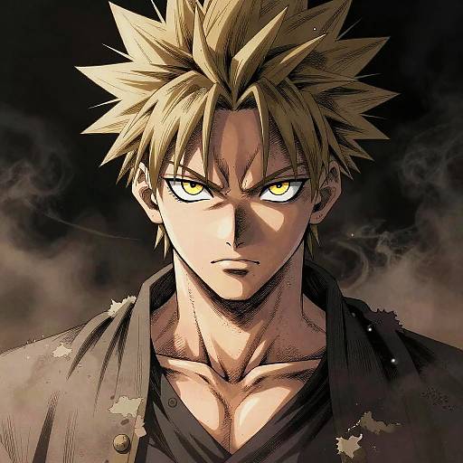 Fierce Anime Warrior with Golden Eyes