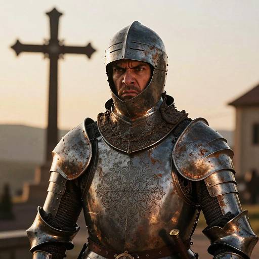 Angry Medieval Knight with Filigree Armor