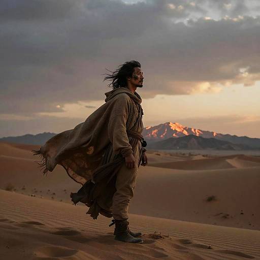 Solitary Wanderer in Desert Dusk