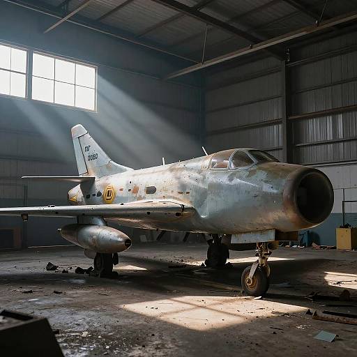 Abandoned Jet in Urban Jungle Hangar
