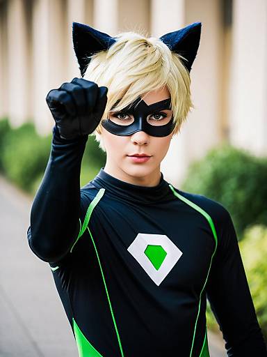 Lifestyle costume photo of Adrien agreste. Cosplay clothes
