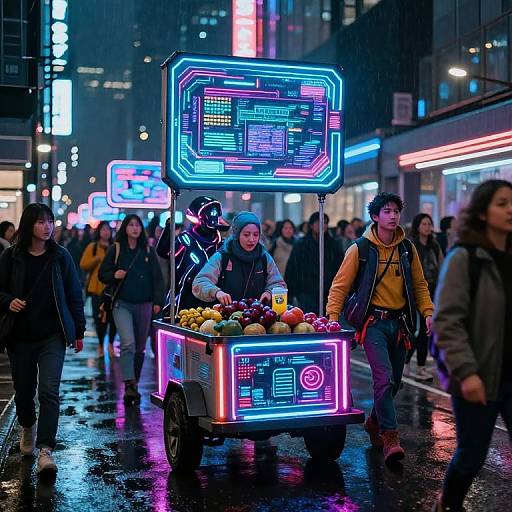 Cyberpunk Rally with Neon Pancart