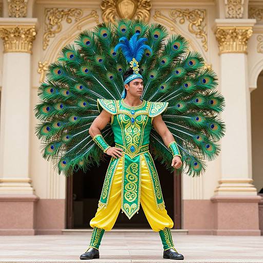 Flamboyant Peacock Costume Man