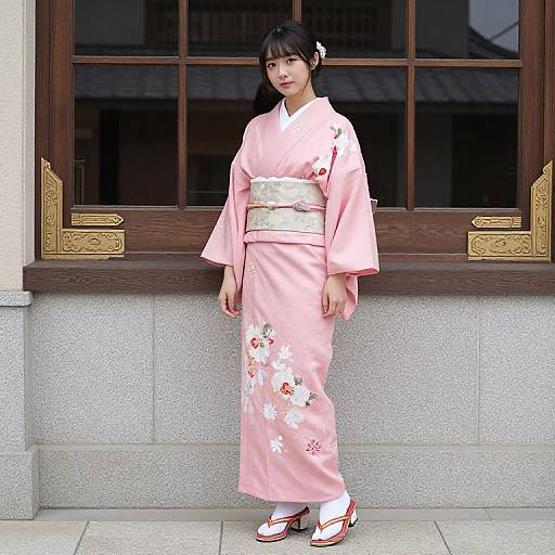 Woman in Pink Kimono and Heels
