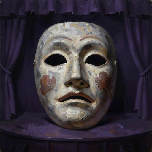 Symbolic Weathered Theater Mask Scene
