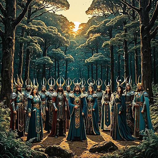 Celestial Guardians in Ancient Forest